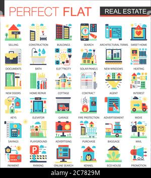 Immobilien Vektor komplexe flache Icon Konzept Symbole für Web-Infografik-Design Stock Vektor