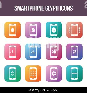 Einzigartiges Smartphone Vektor Glyphen Icon Set Stock Vektor