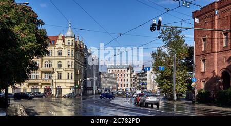 Polen, Breslau Stadt, Provinz Niederschlesien, . Wroc ł,AW ist heute eine einzigartige europäische Stadt mit gemischtem Erbe, mit Architektur von böhmischen, österreichischen und preußischen Traditionen beeinflusst, aber auch neue ein Zeitgenossen Gebäude. Stockfoto