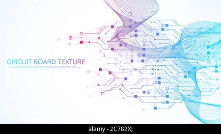 Hintergrund der Struktur der Leiterplatte der Technologie. Abstrakte Hintergrundbilder für Leiterplattenbanner. Digitale Datenindustrie. Elektronikplatinen-Engineering. Welle Stock Vektor