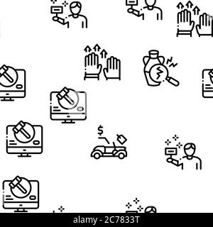 Auktion Kauf Und Verkauf Von Waren Icons Set Vektor Stock Vektor