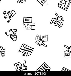 Auktion Kauf Und Verkauf Von Waren Icons Set Vektor Stock Vektor