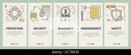 Vektor Thin line flaches Design Versicherungskonzept vertikale Banner Stock Vektor