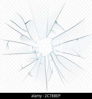 Vektor geknackt zerkleinert realistische Glas auf dem transperanten alpha Hintergrund Stock Vektor