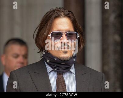 Foto zeigt: Johnny Depp kommt heute am High Court in London an. 15.7.20 Bild von Gavin Rodgers/ Pixel8000 Stockfoto