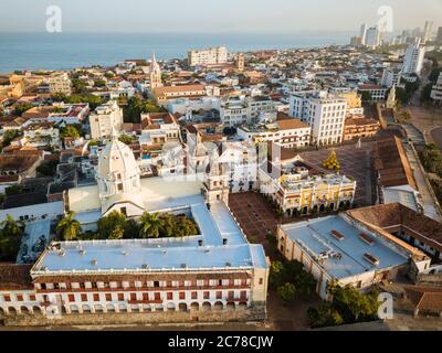 Luftaufnahme der Altstadt von Cartagena, Bolívar, Kolumbien, Südamerika Stockfoto