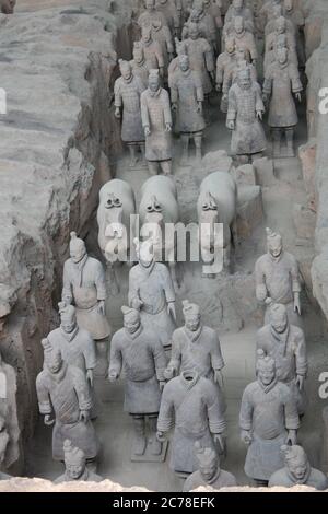 Lintong District, Shaanxi, China - 18. Juni 2011: Terrakotta-Armee, Mausoleum des ersten Qin-Kaisers Stockfoto