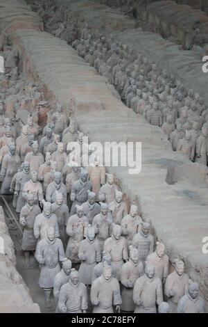 Lintong District, Shaanxi, China - 18. Juni 2011: Terrakotta-Armee, Mausoleum des ersten Qin-Kaisers Stockfoto