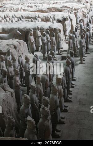 Lintong District, Shaanxi, China - 18. Juni 2011: Terrakotta-Armee, Mausoleum des ersten Qin-Kaisers Stockfoto