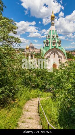 Rom zeigt Dutzende wundervolle Kirchen. Hier insbesondere Santa Caterina martyre, eine der wenigen russisch-orthodoxen Kirchen in Rom Stockfoto