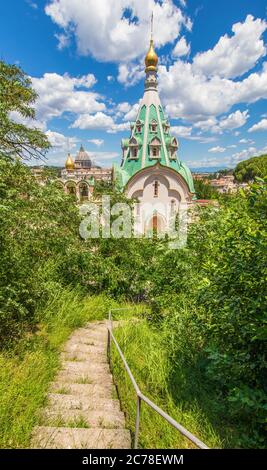 Rom zeigt Dutzende wundervolle Kirchen. Hier insbesondere Santa Caterina martyre, eine der wenigen russisch-orthodoxen Kirchen in Rom Stockfoto