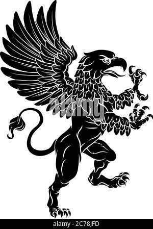 Griffon Rampte Griffin Wappen Crest Mascot Stock Vektor