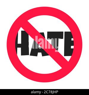 Stop Hate Kreis Symbol Zeichen flach Stil Design Vektor Illustration. Stock Vektor