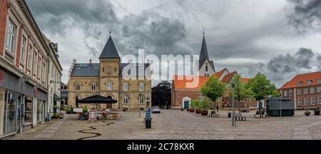 Hauptplatz in der Altstadt von Varde, Dänemark Stockfoto