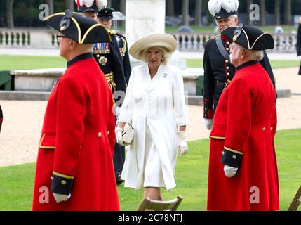 Die Herzogin von Cornwall bei einem Besuch im Royal Hospital Chelsea in London. Stockfoto