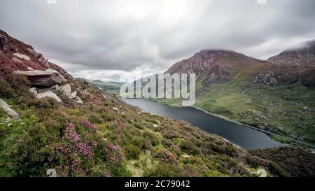 CWM Idwal ein cirque (oder corrie) in der Glyderau Bergkette im Norden Snowdonia, Nationalpark in der Bergregion von Nord-Wales Stockfoto