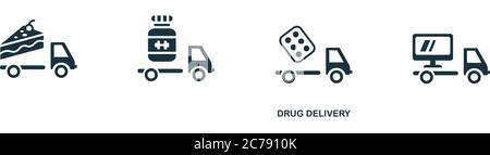 Symbol für Medikamentenverabreichung. Einfaches Element aus der Liefersammlung. Creative Drug Delivery Icon für Webdesign, Vorlagen, Infografiken und mehr Stock Vektor
