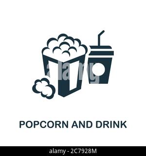 Popcorn und Getränk Ikone. Einfaches Element aus der Kinokollektion. Creative Popcorn und Drink Icon für Web-Design, Vorlagen, Infografiken und vieles mehr Stock Vektor