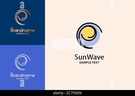 Ocean Wave Logo Line Style. Stock Vektor