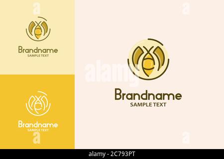 Creative Bee Logo Lineart Design-Konzept. Stock Vektor