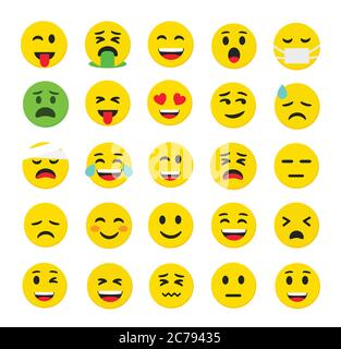 Hochwertige Emoticons isoliert auf einem weißen Hintergrund.Emoticons Set.Emoji Sammlung Vektor Illustration.Gelber Smiley.Emoji.Emoticons. Stock Vektor