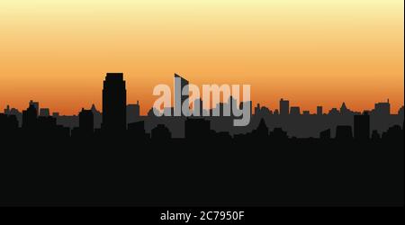 City Skyline Vektor Illustration.City Silhouette Hintergrund. Hintergrunddesign der Gebäude. Stock Vektor