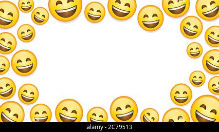 Hochwertiger Emoticon-Hintergrund. Lachende Emoji mit Tränen und geschlossenen Augen.Gelbes Gesicht Emoji lachende Vektor Illustration.Beliebte Chat-Elemente. Stock Vektor
