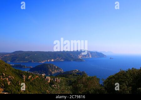 Blick von Angelokastro, Insel Korfu, Griechenland Stockfoto