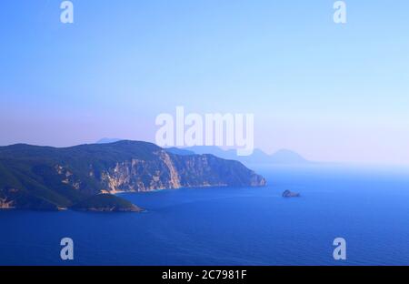 Blick von Angelokastro, Insel Korfu, Griechenland Stockfoto