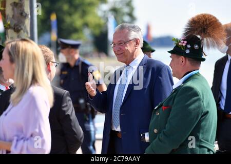 Prien, Deutschland. Juli 2020. Joachim HERRMANN (Innenminister Bayern). Das Bayerische Kabinett trifft am 14. Juli 2020 auf Schloss Herrenchiemsee Bundeskanzlerin Merkel. Quelle: dpa/Alamy Live News Stockfoto