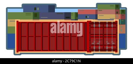 Containerlogistik. Vektorgrafik. Auswahl eines Behälters unterschiedlicher Größe. Frachtlieferung. Lokaler und internationaler Transport. Bild für Stock Vektor