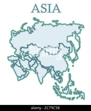Karte von Asien. Vektor. Flache Cartoons in einem rauen Stil. Ungenau. Stock Vektor
