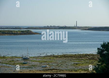 Leuchtturm der Ile Vierge bei Plouguerneau in Bretagne Frankreich Stockfoto