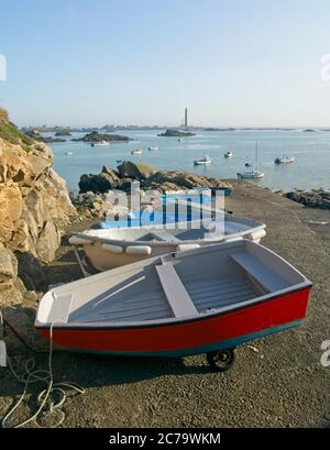 Leuchtturm der Ile Vierge bei Plouguerneau in Bretagne Frankreich Stockfoto