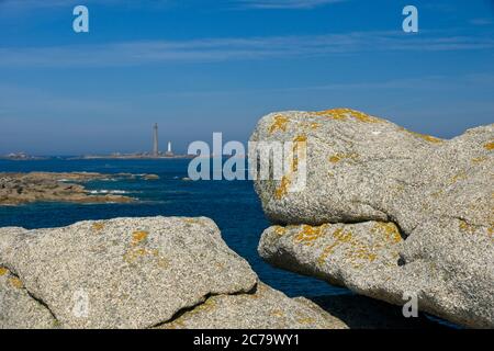 Leuchtturm der Ile Vierge bei Plouguerneau in Bretagne Frankreich Stockfoto