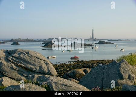 Leuchtturm der Ile Vierge bei Plouguerneau in Bretagne Frankreich Stockfoto