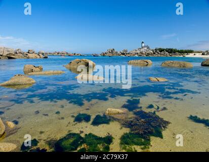 Leuchtturm Phare de Pontusval in Bretagne Frankreich Stockfoto