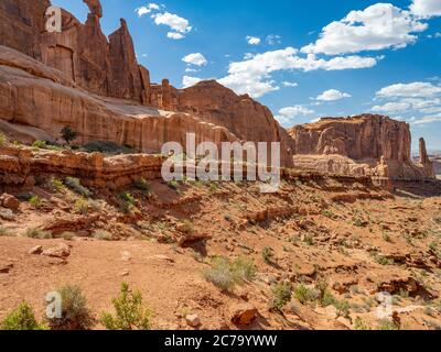 Park Avenue Felsformationen, Arches National Park, Utah, USA Stockfoto