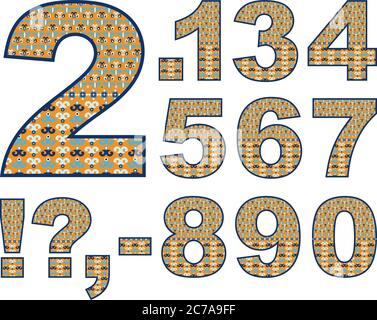 Vektor abstrakte Ziffern mit ornamentalen Muster gesetzt. Zeichentrickfilme Stock Vektor