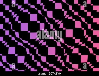 Unregelmäßiges Hintergrundmuster in verschiedenen Formen von schwarz, rosa und lila Farbverlauf Stockfoto