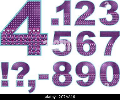 Vektor abstrakte Ziffern mit ornamentalen Muster gesetzt. Zeichentrickfilme Stock Vektor
