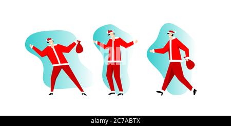 Weihnachtsmann in rotem Kostüm glücklich tanzenden Vektor Stock Vektor