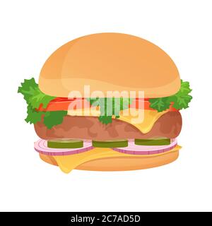 Vector Hamburger. Klassischer Burger. Amerikanisches Essen. Fast Food Cheeseburger Stock Vektor