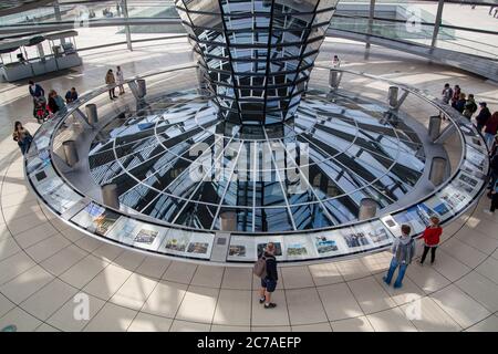 Berlin, Deutschland - 10. Juli 2019: Innenraum einer Reichstagskuppel Stockfoto