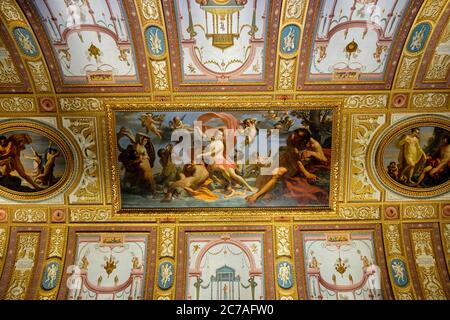 Der Triumph von Galatea (Trionfo di Galatea) von Domenico de Angelis, Deckenmalerei im Galleria Borghese (Galleria Borghese) Museum, Rom, Italien Stockfoto