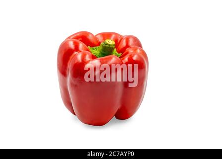 Süßer roter Pfeffer auf weißem isolierten Hintergrund mit Clipping Pfad. Rote Paprika haben hohe Vitamin-und Ballaststoffe saftig und knusprig für Salat und Kochen Stockfoto