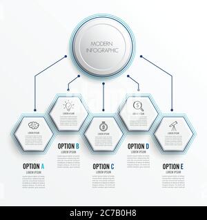 Abstrakt digital fünf Optionen. Vektordarstellung kann für Workflow-Layout Infografik, Diagramm, Zahl, Web-Design verwendet werden. Stock Vektor