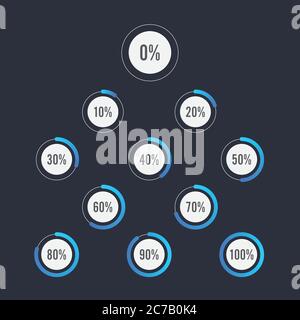 Satz von Kreis-Prozentdiagrammen für Infografiken-Designelemente Stock Vektor