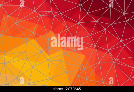 Rot und gelb Dreieck Geometrische Grafik Hintergrund Molekül und Kommunikation. Verbundene Linien mit Punkten. Technologie. Stock Vektor