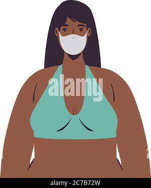 Mädchen Cartoon mit Bikini und medizinische Maske Vektor-Design Stock Vektor